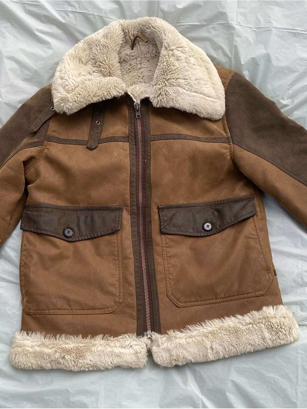 Jordan Craig Brown & Tan Shearling Bomber Jacket